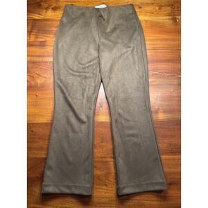 Tuckernuck Womens Olive Ashford Faux Suede Crop Kick Flare Stretch Pants Size XL